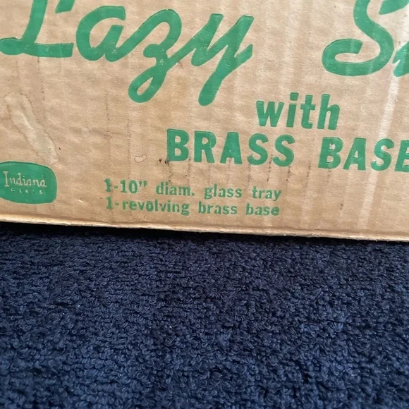 Vintage Indiana Glass Revolving Tray with Brass Base - Picture 2 of 9